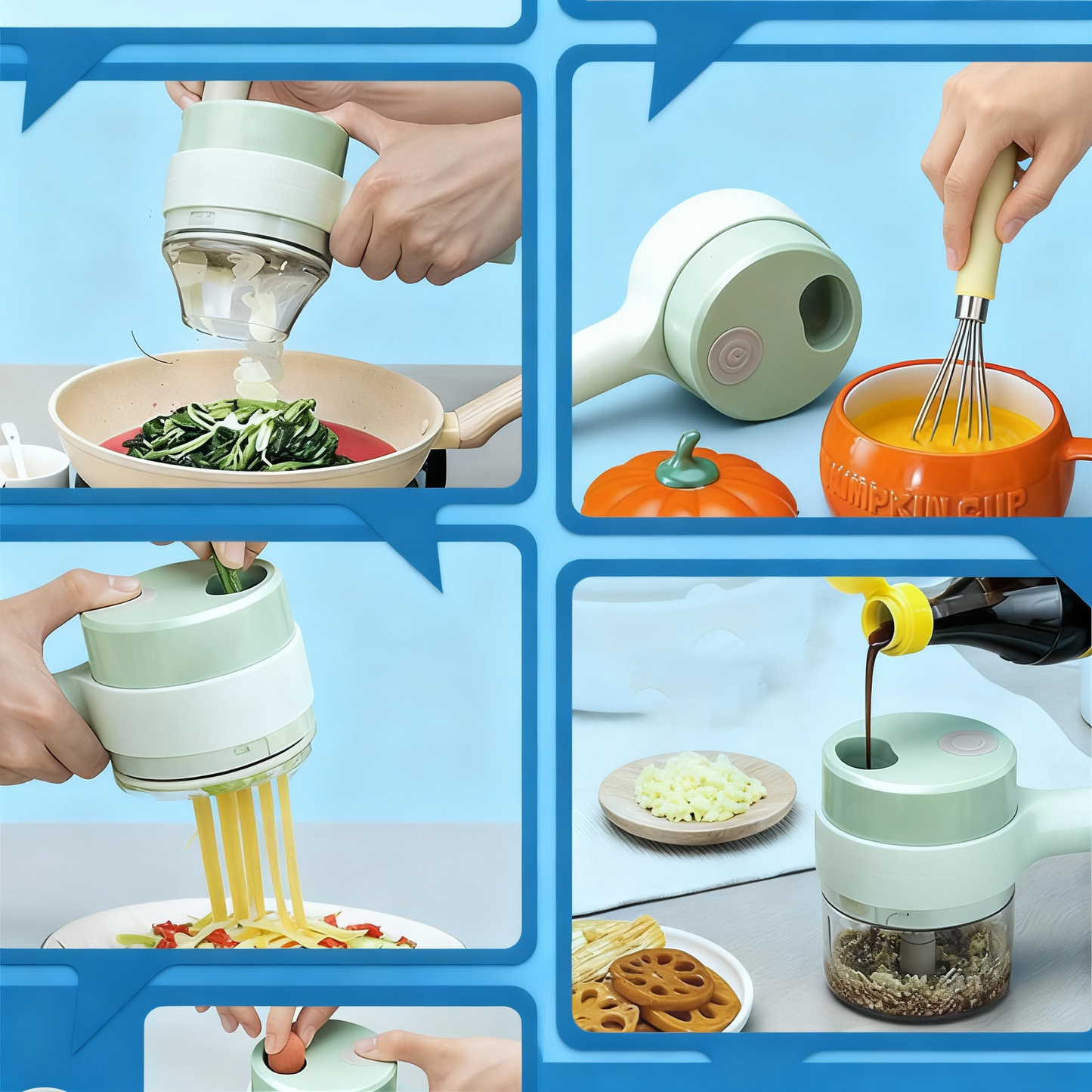 4 in 1 Electric Vegetable Cutter – Chop, Slice, Grind & More by ZapNex®
