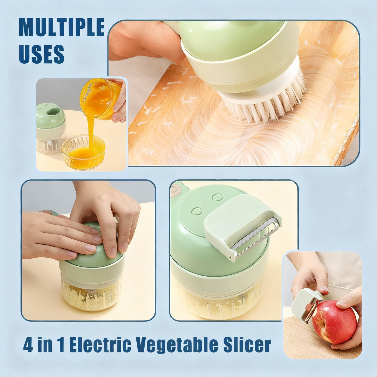 4 in 1 Electric Vegetable Cutter – Chop, Slice, Grind & More by ZapNex®